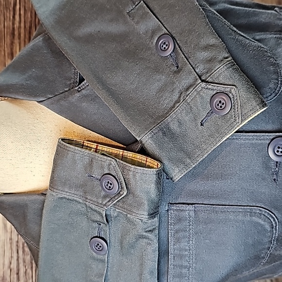 NEW VINTAGE L.L.BEAN BLUE LONG SLEEVE BUTTON-UP CROPPED JACKET - Picture 9 of 16